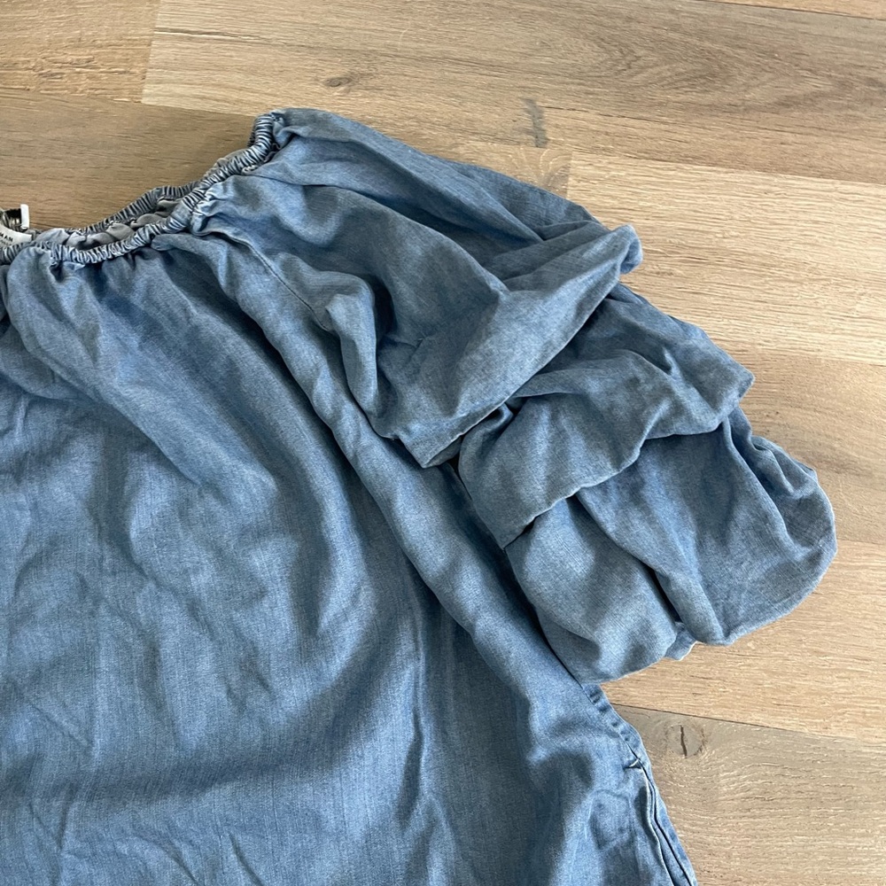 Zara Women’s Off-Shoulder Ruffle Top - Blue - Picture 4 of 5